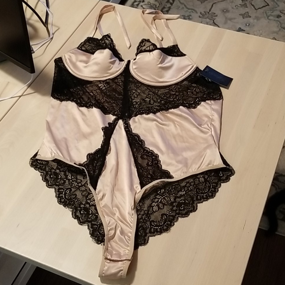 Frederick's of Hollywood pink and black lingerie